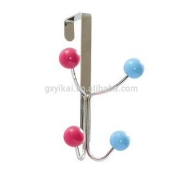 metal over the door hanging hooks with 4 hooks and colorful wooden ball hanger